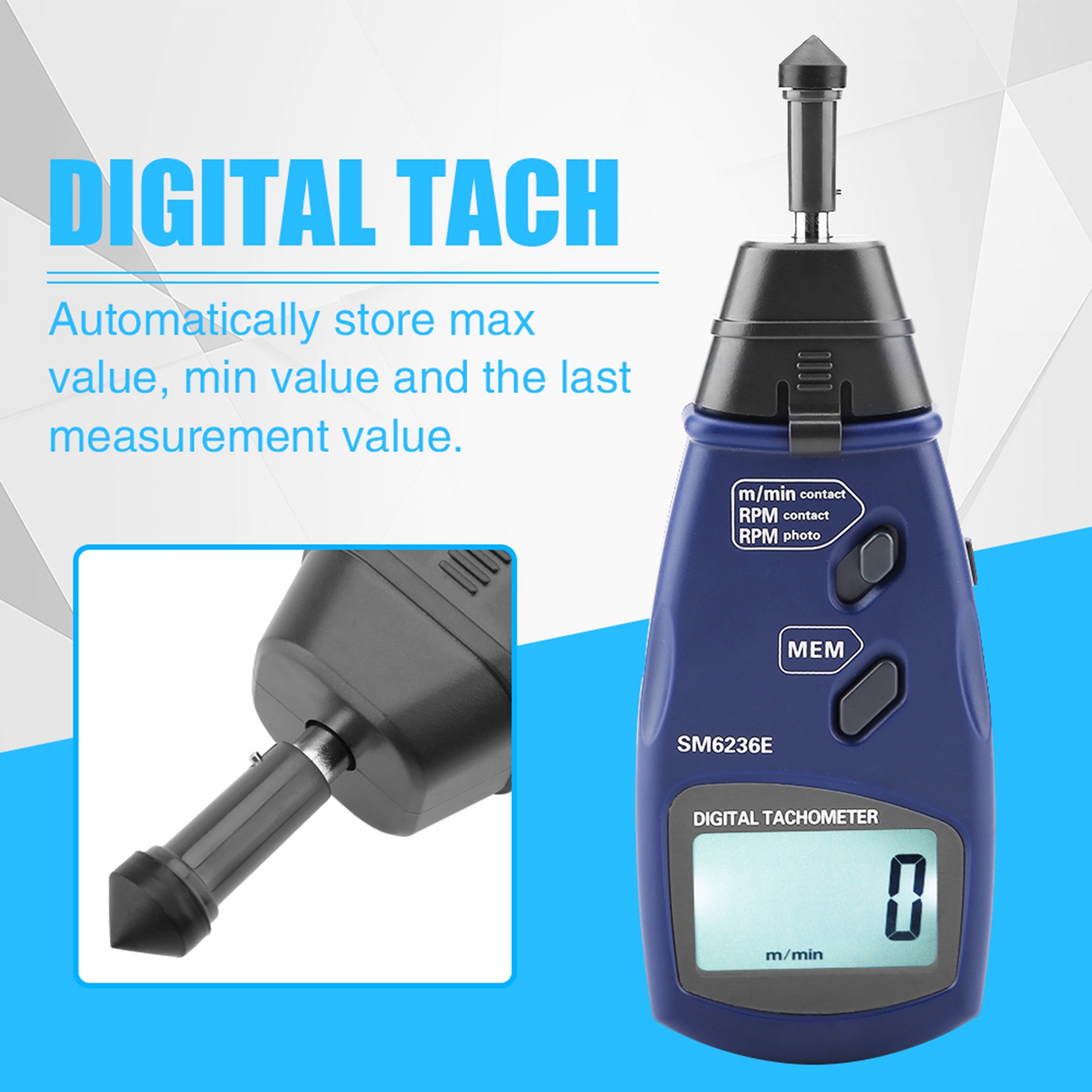 Tachometer Digital Laser Rpm - Tacômetro digital com tela LCD, contato