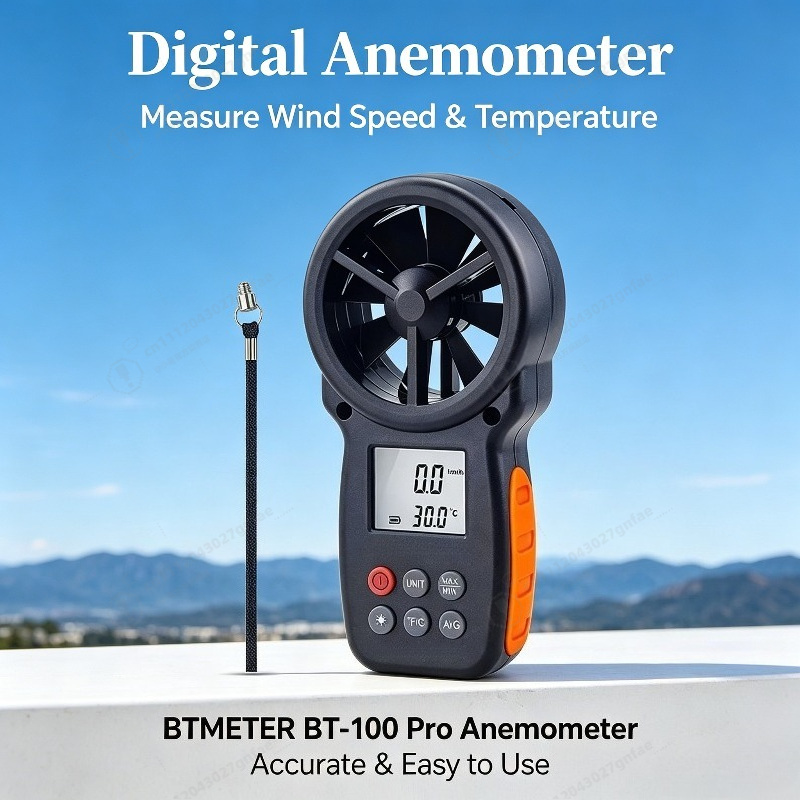 Anemometer Digital Wind Speed - Anemômetro Digital BT-100 Portátil para Medir