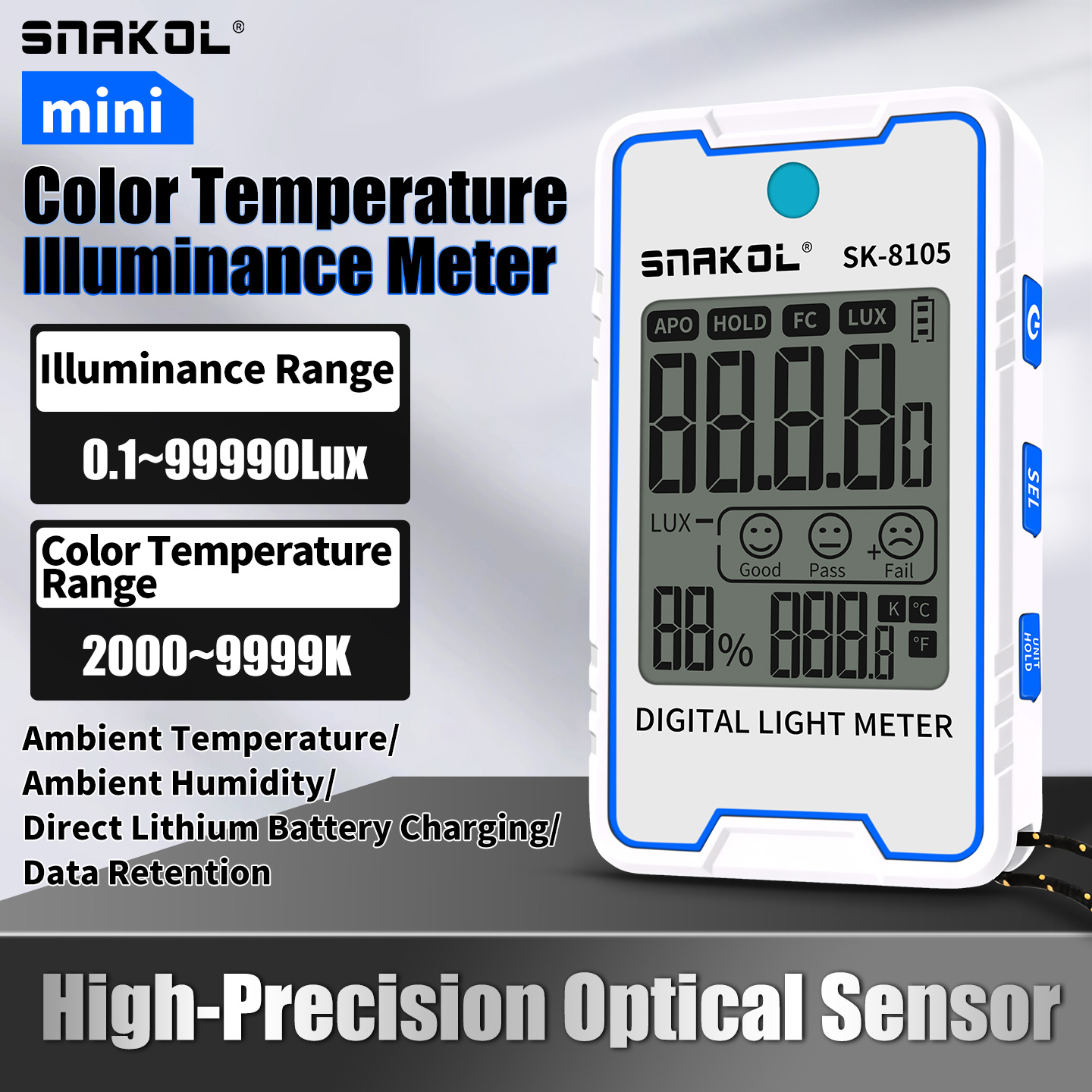 Lux Meter Digital Light - Medidor de Luz Portátil Mini Digital