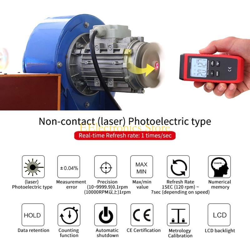 Tachometer Digital Laser Rpm - B03C UT373 LCD Tacômetro digital sem