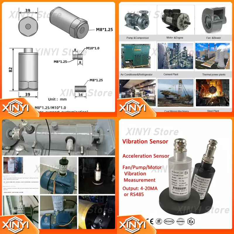 Vibration Sensor Accelerometer Industrial - Sensor de Vibração Analógico Industrial Kehao