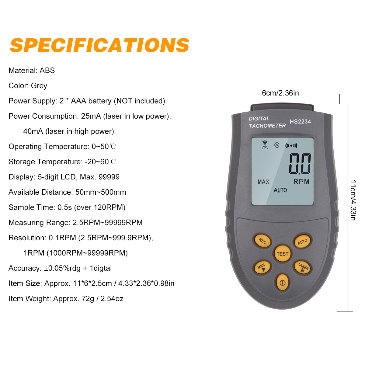 Tacômetro fotoelétrico a laser - Tachometer Digital Laser Rpm avaliação e preço