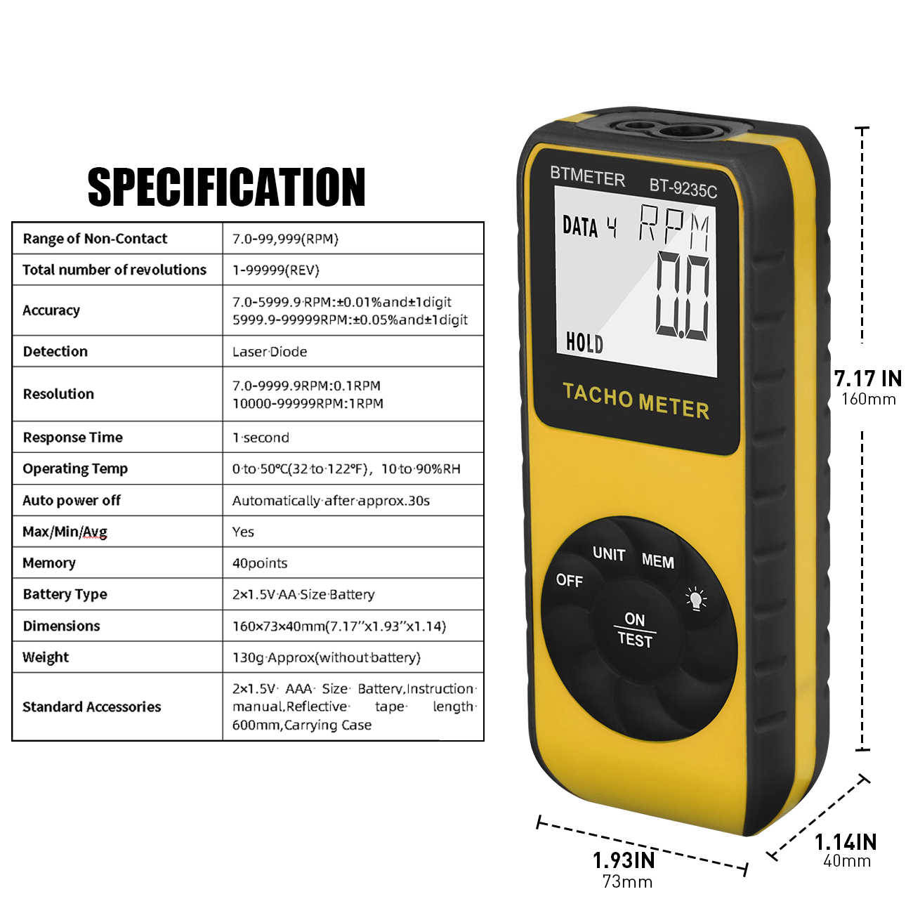 Tacômetro digital a laser, med - Tachometer Digital Laser Rpm avaliação e preço