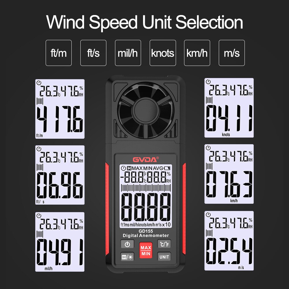 Anemômetro Digital GVDA, Medid - Anemometer Digital Wind Speed avaliação e preço