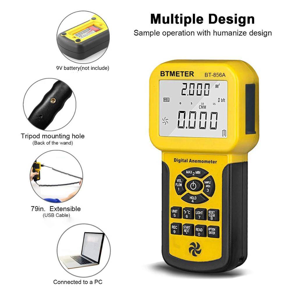 Anemômetro Digital BT-856A, Me - Anemometer Digital Wind Speed avaliação e preço