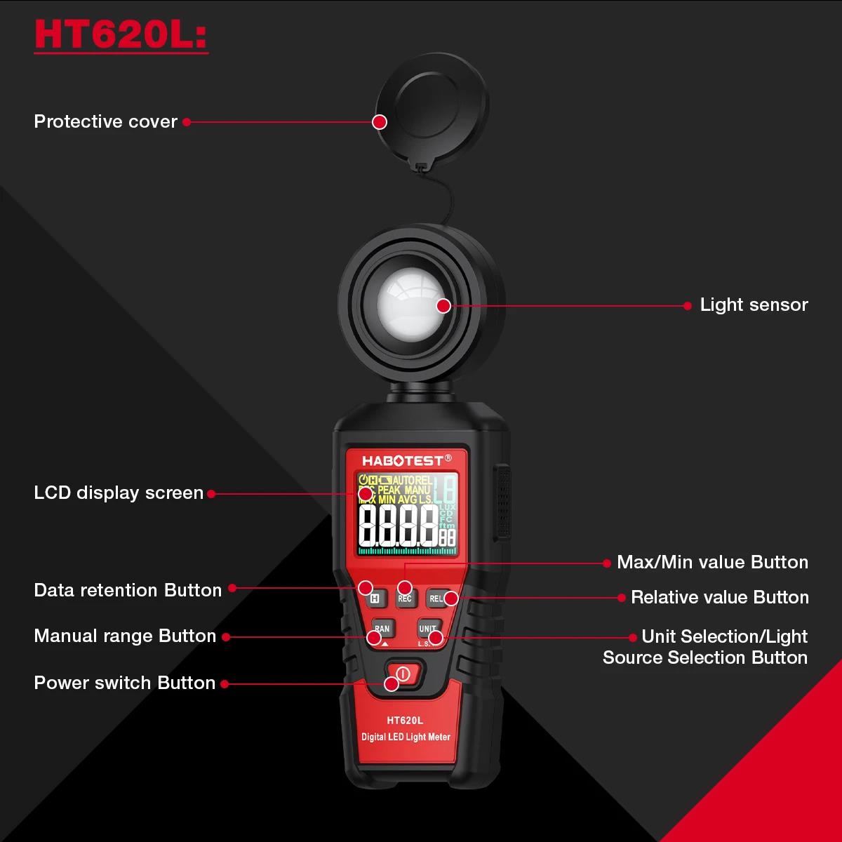 HABOTEST HT620 Medidor de Luz  - Lux Meter Digital Light avaliação e preço