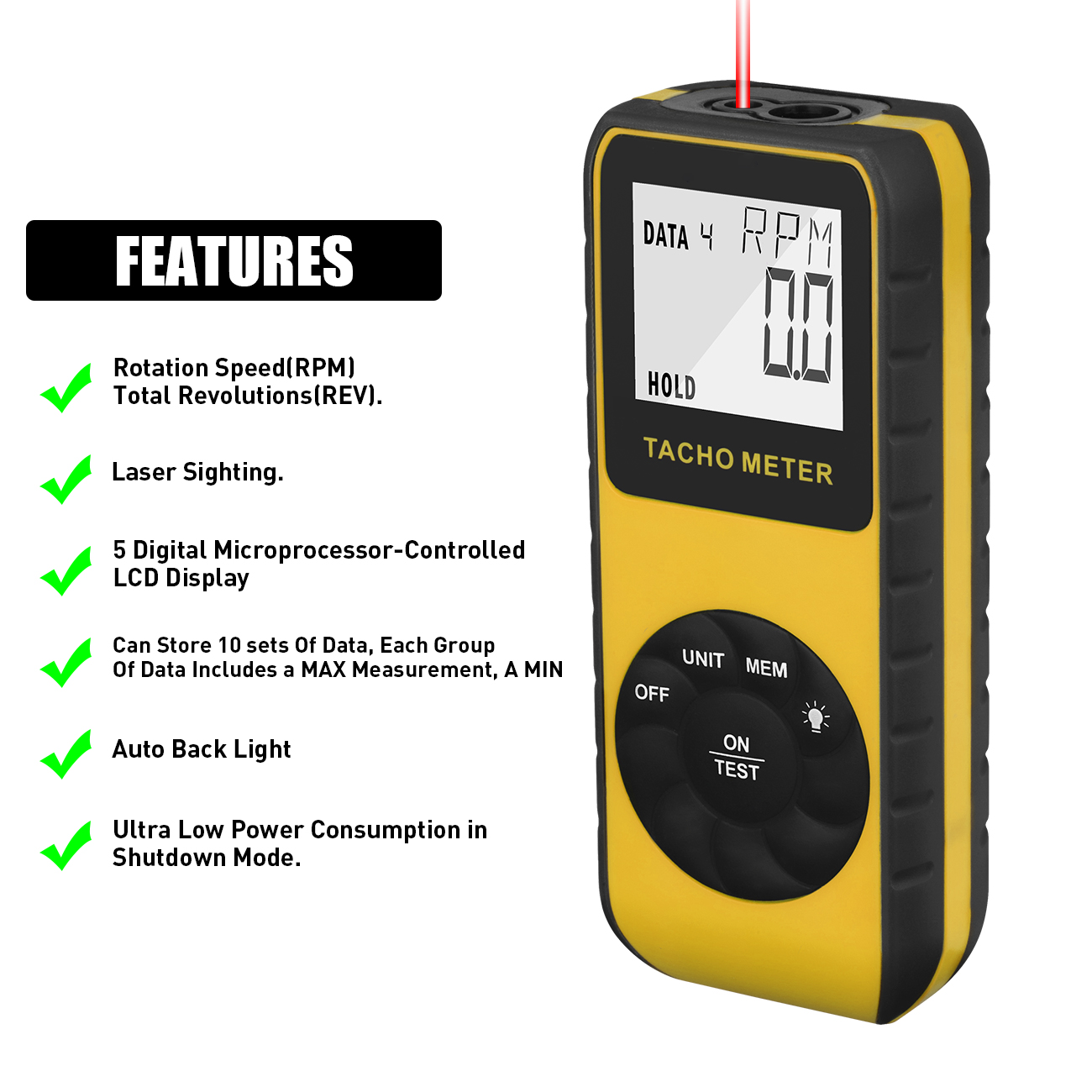 Tacômetro a Laser Sem Contato, - Tachometer Digital Laser Rpm avaliação e preço